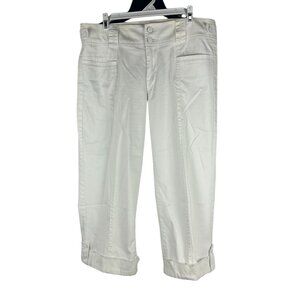 Gitano Womens Cuffed Capris White Size 14 Cotton Blend Button Accent Pants